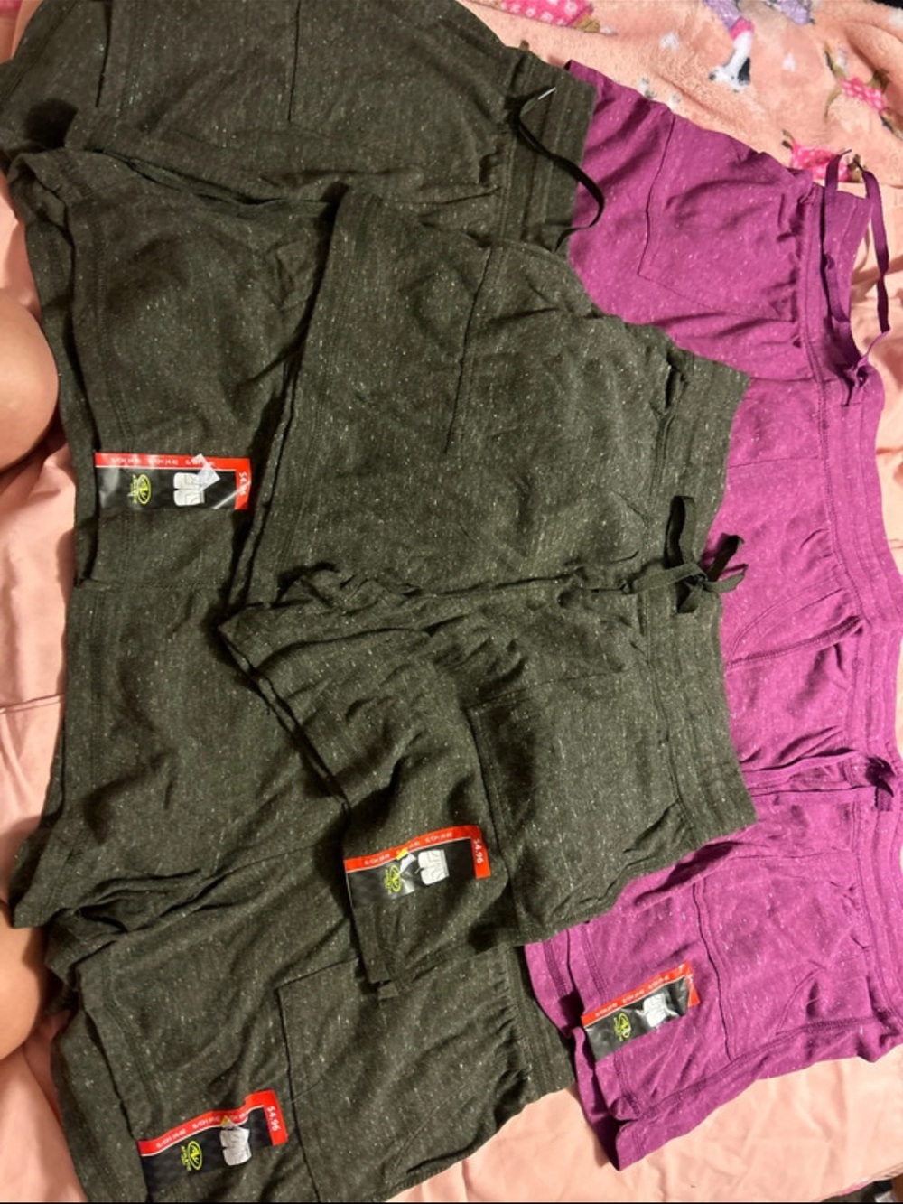 Kids Cotton Blend Lounge Shorts - Gray and Purple